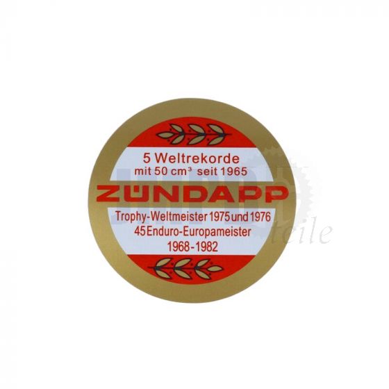Aufkleber Zundapp Logo Weltrekorde Rot/Gold 65MM