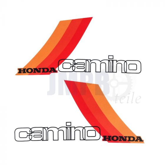 Aufklebersatz Tank Honda Camino Rot/Orange/Schwarz/Transparent