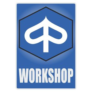 Workshop Aufkleber Piaggio English