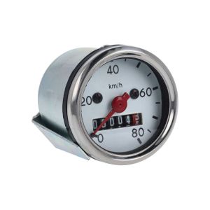 Tachometer 48MM / 80KM Weißes Zifferblatt