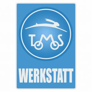 Werkstatt Aufkleber Tomos Blau Deutsch