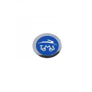 Aufkleber Tomos Logo Blau/Chrom 40MM