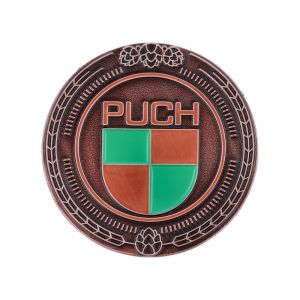 Emblem Sticker Puch Logo Metall Bronze/Grün 47MM