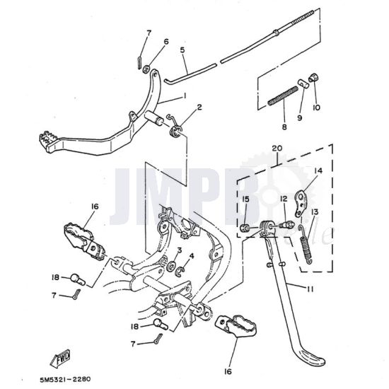 Bremspedal/Fußrasten Yamaha DT50MX