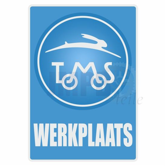 Werkplaats Aufkleber Tomos Blau Niederländisch