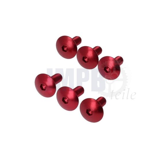 Schraubensatz M6X15 Aluminium Rot - 6 Stück