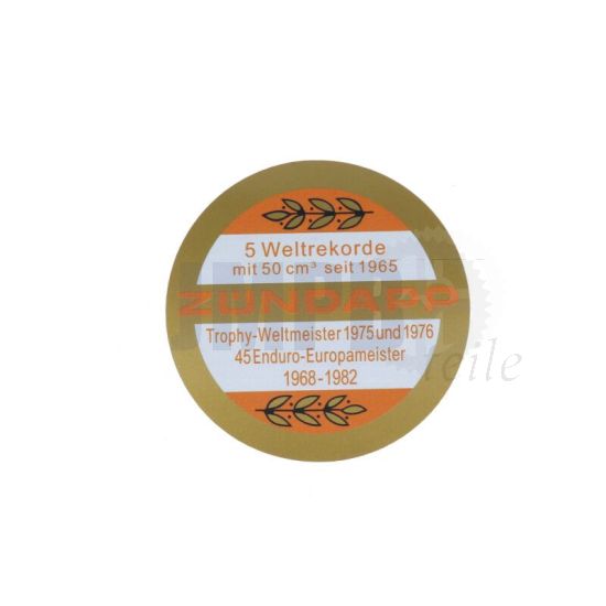 Aufkleber Zundapp Logo Weltrekorde Orange/Gold 65MM