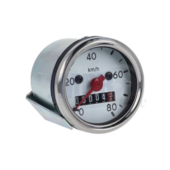 Tachometer 48MM / 80KM Weißes Zifferblatt