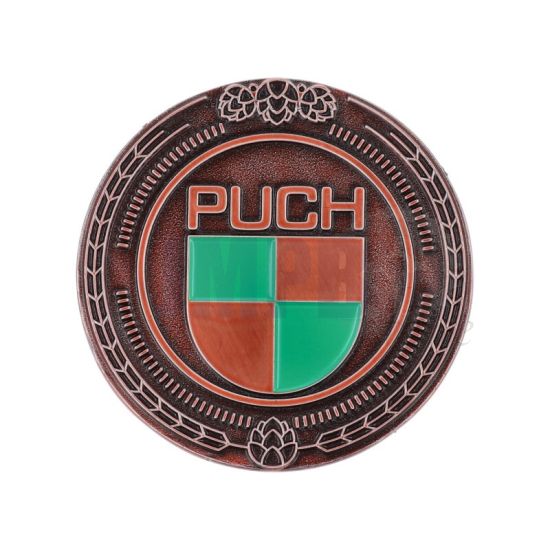 Emblem Sticker Puch Logo Metall Bronze/Grün 47MM