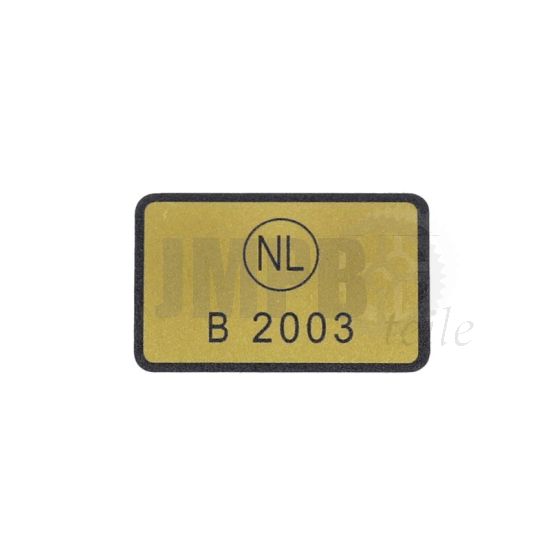 Zulassung Aufkleber Kreidler B2003 Gold