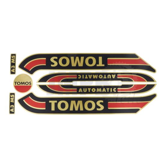 Aufklebersatz Tomos A3 Altes Modell Gold/Rot