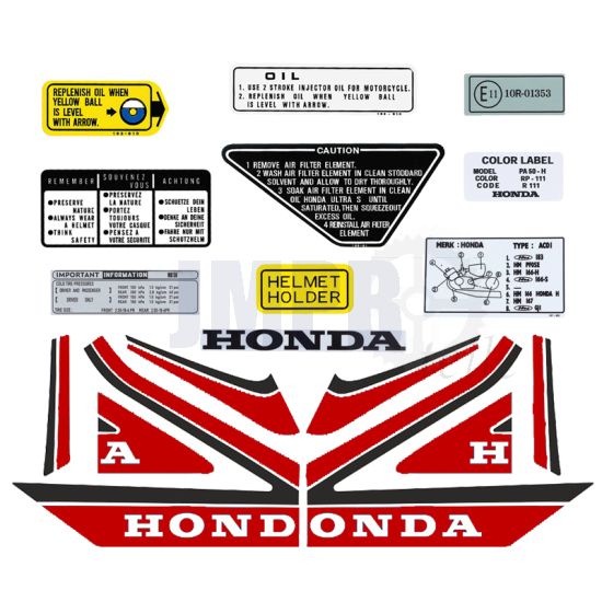 Aufklebersatz Komplett Honda MB50 Rot/Weiß 1987-1990