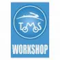 Workshop Aufkleber Tomos Blau English