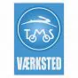 Vaerksted Aufkleber Tomos Blau Danish