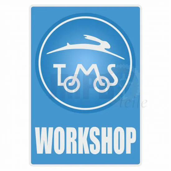Workshop Aufkleber Tomos Blau English