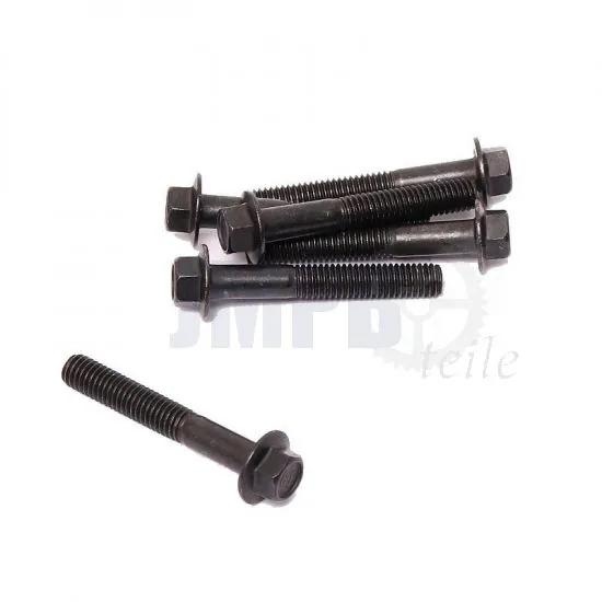 Flanschbolzen Schwarz M6X40 Sechskant