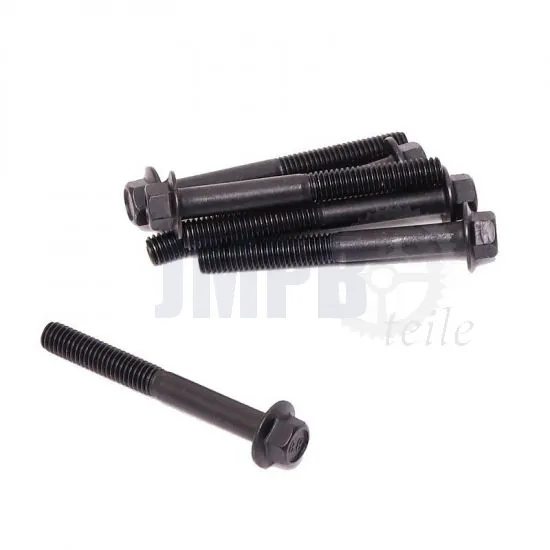Flanschbolzen Schwarz M6X50 Sechskant