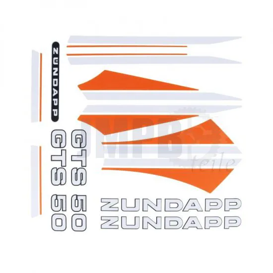 Aufkleber Zundapp GTS 50 Orange/Weiß