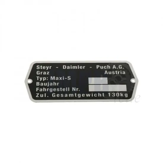 Typenschild Puch Maxi S