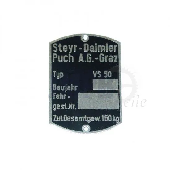 Typenschild Puch VS50