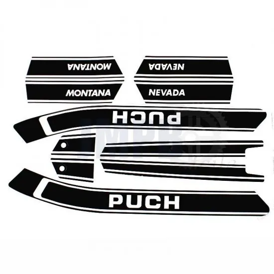 Aufklebersatz Puch Montana/Nevada Schwarz/Weiß